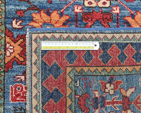 12 Ft Blue Aryana Afghan Hand Knotted Veg Dye Wool Runner Rug